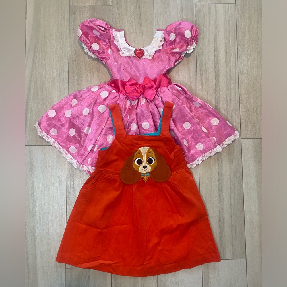 Disney Minnie Minnie Mouse dress & corduroy overall dress 3t & 4t preowned